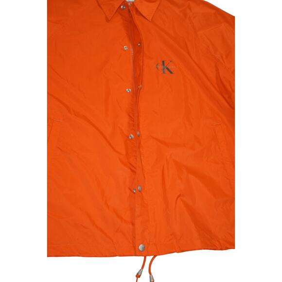 Vintage 90s Calvin Klein Jeans CK Logo Coach Jacket Orange Windbreaker Size L - Picture 7 of 14